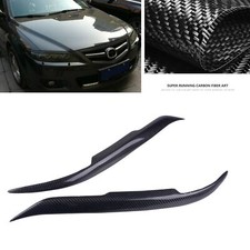2x Carbon Fiber Front Headlight Eyelid Cover Trim For 2003-2013 2004 Mazda 6