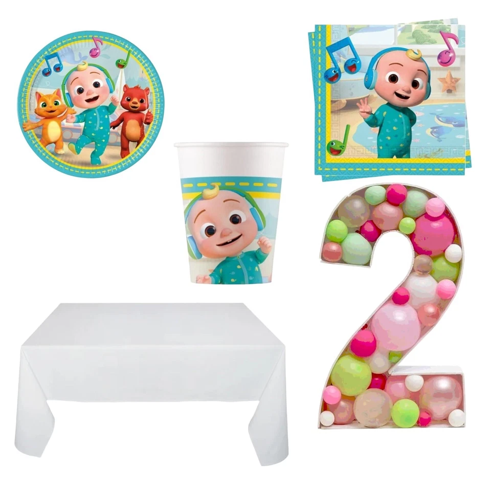 Kit compleanno Bambini a Tema Cocomelon Disney per 16 Persone  con balloon box - Immagine 2 di 4