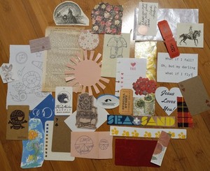  EPHEMERA LOT 40+ piece printed paper cards CUT OUTS
