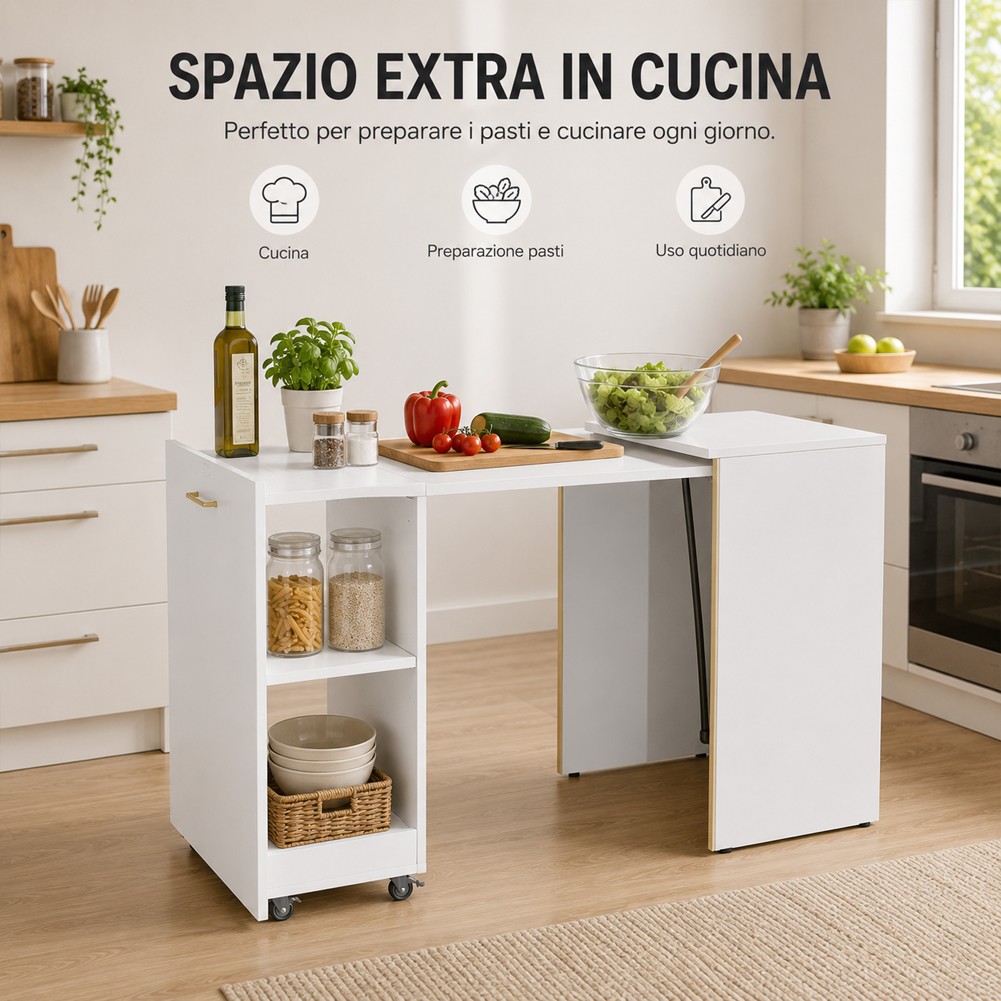 Mobile con Tavolo a Scomparsa Bianco Salvaspazio foto 5