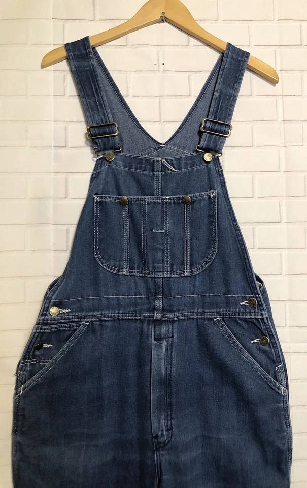 Mono con tirantes vintage Sears Roebucks EE. UU. Wear Tuff Carpenter Denim azul 33 Foto 3 de 4