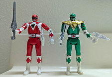 1993 1994 Mighty Morphin Power Rangers Auto-Morphin Red Green Figures Bandai Lot