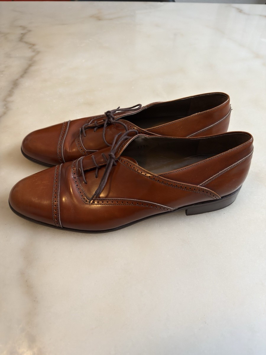 Mario Bruni Handmade Italy Leather Cap Toe Oxfords Cognac Brown Size 11 M Vtg Mario Bruni - Oxford Captoe – Aruci - Made in Italy main image 4