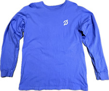 Peloton Long Sleeve Graphic T Shirt Men's Medium Blue Made in USA 100% Cotton
