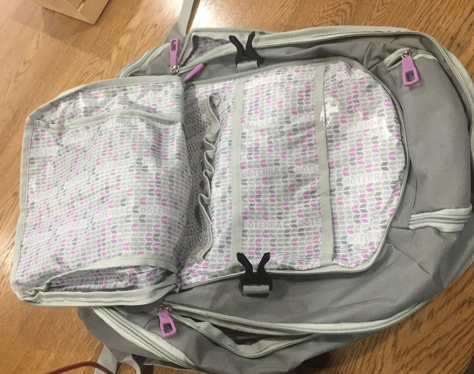 doTerra Global Convention Backpack Gray & Purple  w/ Multiple Pockets - Image 3 of 4