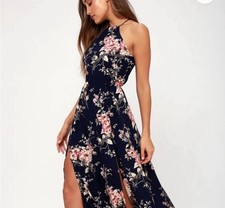 womens lulus floral maxi dress small