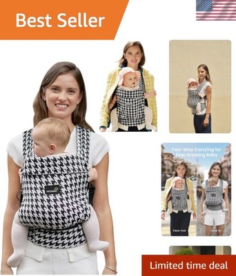 Lightweight Ergonomic Baby Carrier for Newborns to Toddlers - Houndstooth Style
