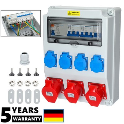 BAUSTROMVERTEILER WANDVERTEILER KOMPLETT VERDRAHTET 32A 16A 230V MIT CEE DOSE DE