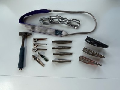 Vintage SMC & CMI Lot, CMI Sling & Piton Hammer, SMC - 12 Pitons & 8 Carabiners