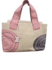 Radley London Canvas Tote Bag Beige Pink Embroidered Circles Dog Charm Handbag