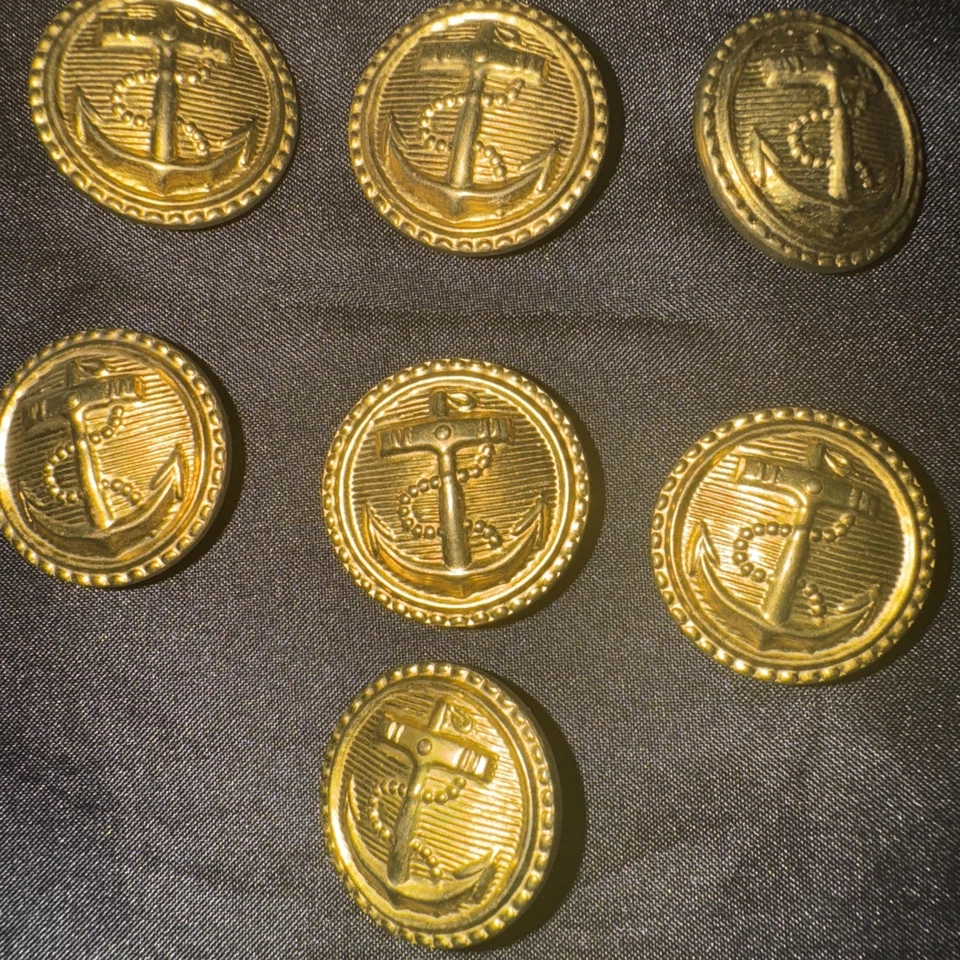 (7) Ralph Lauren Gold Metal  Logo Anchor Nautical Replacement Buttons 23mm 7/8” - Image 3 of 4