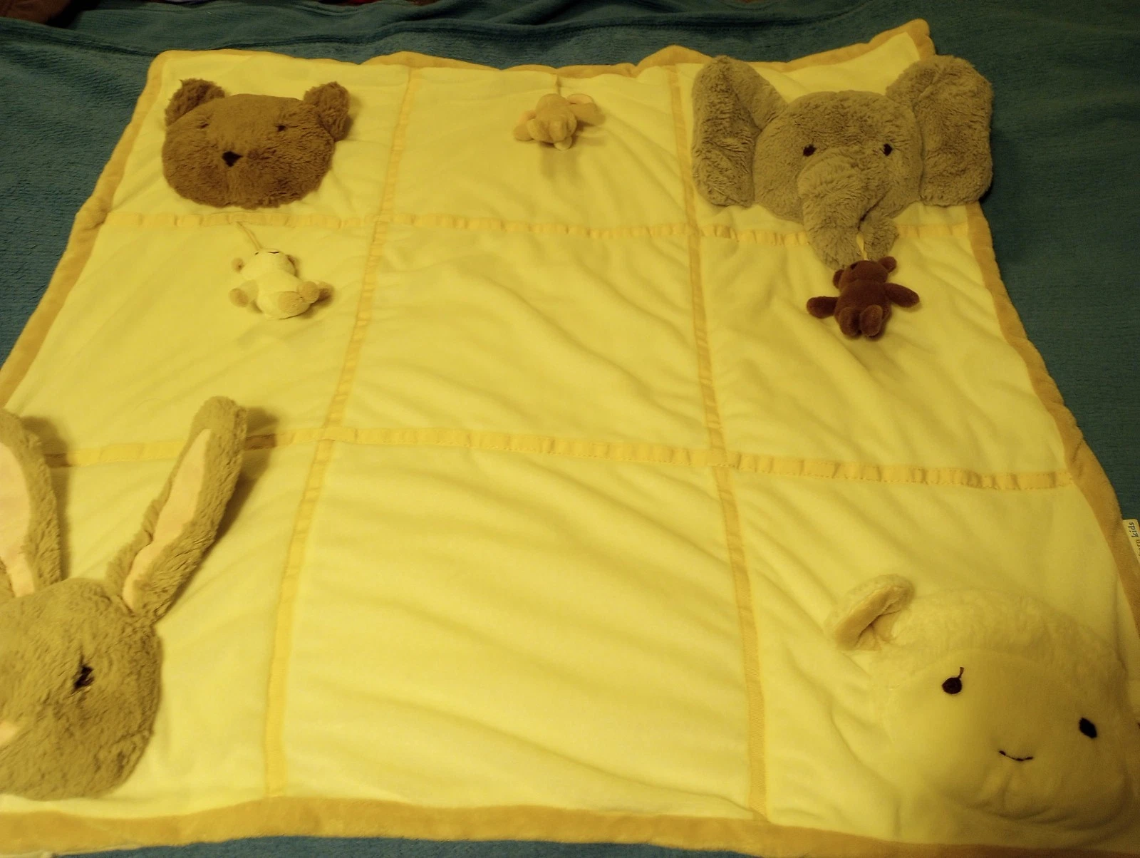 Pottery Barn Kids Plush Activity Blanket Play Mat Animal Bear Bunny Elephant