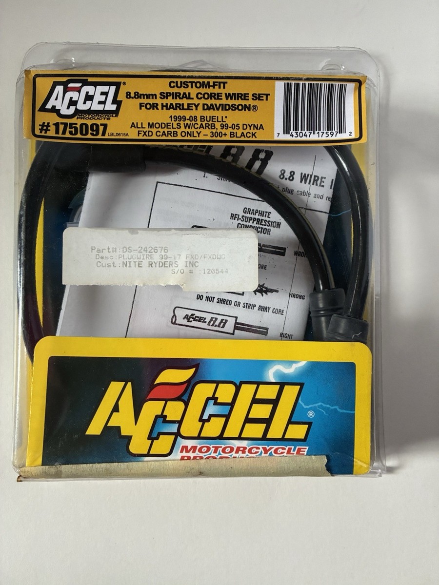 3セット 99-17 Harley Dyna Accel 175097 Set 8.0mm 300+ Spark Plug Wires NOS