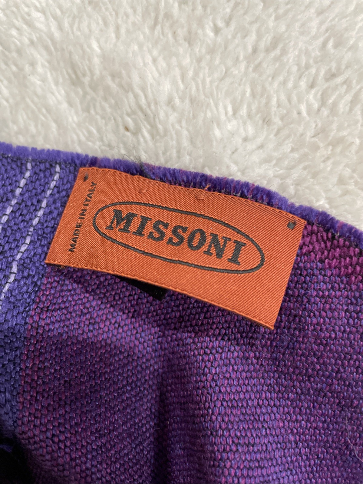 MISSONI Rectangle Scarf Zig Zag Wave Pattern Purp… - image 3