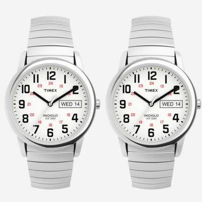 2 PACK Timex Men's T20461 Easy Reader 35mm Expansion Band Watch