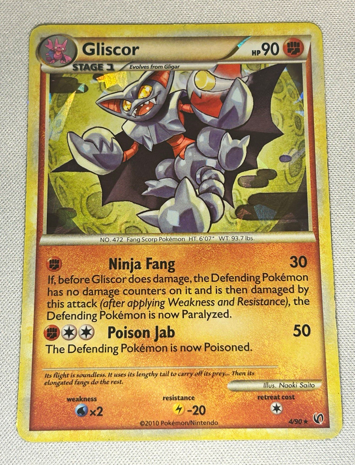 Pokémon Gliscor 4/90 Undaunted Cracked Ice Holo Rare 2010 LP