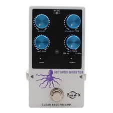 Fanmuzk Octopus Booster Bass Preamp Pedal 3Band EQ Bass Harmonic Rich Clean Tone