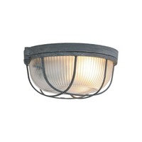Deckenleuchte Glas Metall Grau Bullauge Ø17 Cm Rund E27 Industrie Deckenlampe