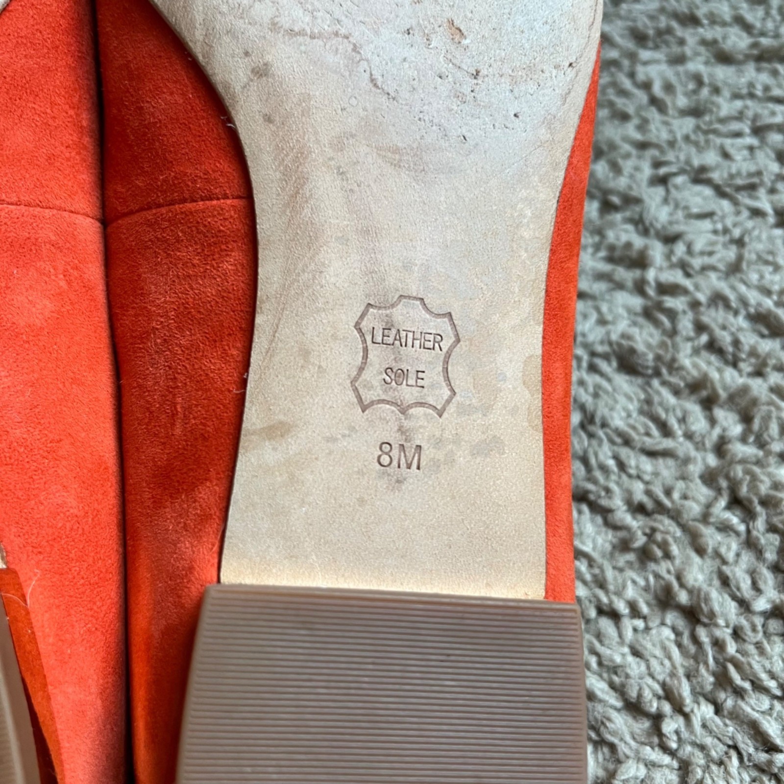 Tory Burch Salinas Royal Suede Peep Toe Ballet Flats in Samba Orange Size 8 thumbnail 9