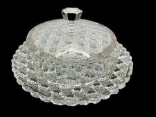 Vintage Indiana Glass Sandwich Covered Cheese Dish Clear Crystal 1960s 