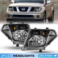 For 2005-2008 Nissan Frontier 2005-07 Pathfinder Black Halogen Headlights Lamps