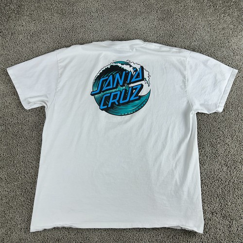 Santa Cruz Shirt Mens Extra Large White Blue Wave Graphic Short Sleeve READ - Picture 2 of 12