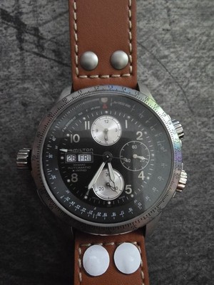 Hamilton Khaki Aviation Men's Black Watch with Brown Leather Band - H77616533
