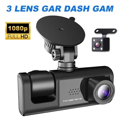 Dual Dash Cam Front/Rear/Inside + HD 1080P G-Sensor Car Video Recorder FREESHIP