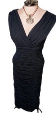 VTG Baby doll Black Mesh Ruched Sleeveless Dress 8  Whimsigoth Do Romantic Y2K