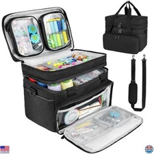 Sewing Accessories Organizer Case, Double Layer Bag with Detachable Pouches,