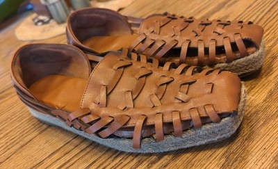 Vintage Sam & Libby Brown Woven Slip On Hurache Espedrille Sandals Size 8 M