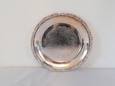 Vintage Small Serving Plate Platter Silver Plated Floral Art Plate Platter