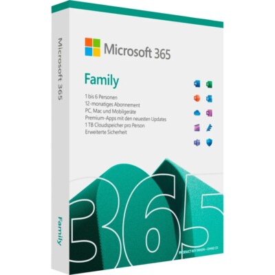 Microsoft Office 365 Family 6-Benutzer bis zu 5-Geräte / 1-Jahr PC/MAC ML #BOX