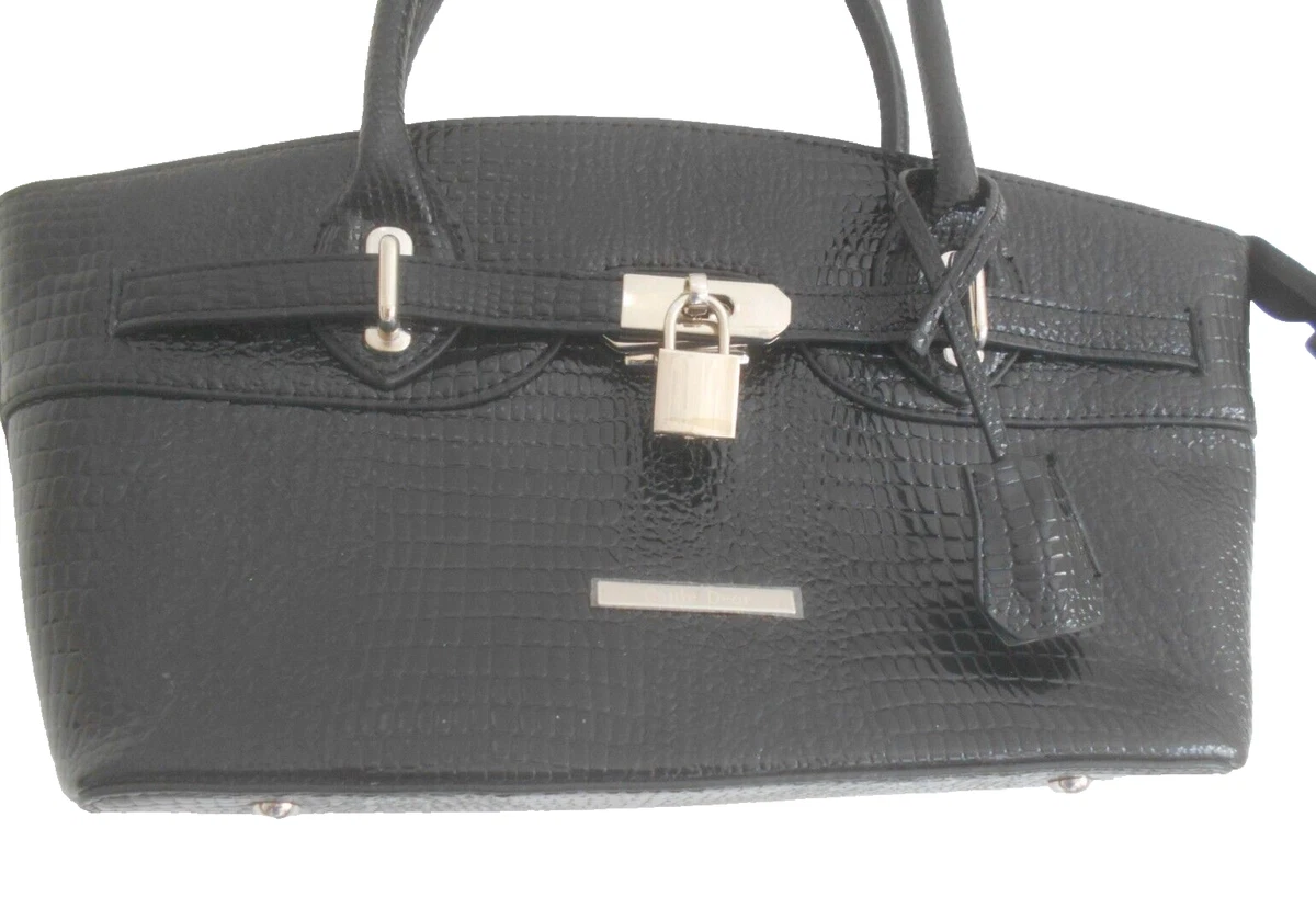 Designer patent top leather handbags
