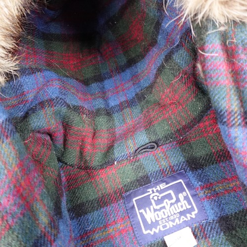 Vintage Woolrich Jacket Women Small Green Wool Line Coat Chore Barn Faux Fur 90s - Picture 7 of 17