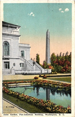 Vintage Posted June 25 1923 Postcard AZTEC GARDEN PAN AMERICAN BUILDING DC - Picture 1 of 2