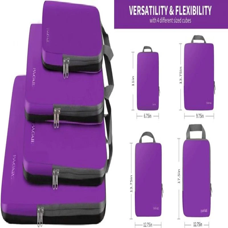 BAGAIL 4 Set/5 Set/6 Set Compression Packing Cubes Travel 4set, Violet