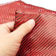12" x 5FT Twill Weave RED w/ Black Carbon Fiber Fabric Cloth 3K, 9oz,12" x 59"