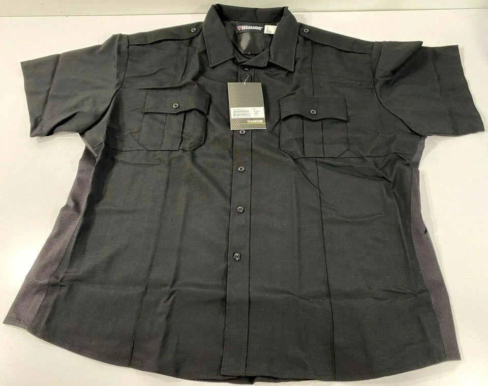 НОВЫЙ BLAUER МУЖСКОЙ 8446 КОРОТКИЙ РУКАВ ПОЛИ ШЕРСТИ SUPERSHIRT МОЛНИИ РУБАШКА ЧЕРНЫЙ 5XL REG - Изображение 2 из 3