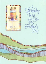 Designer Greetings Birthday Cake in Die Cut Window Tri Fold Father's Day Card