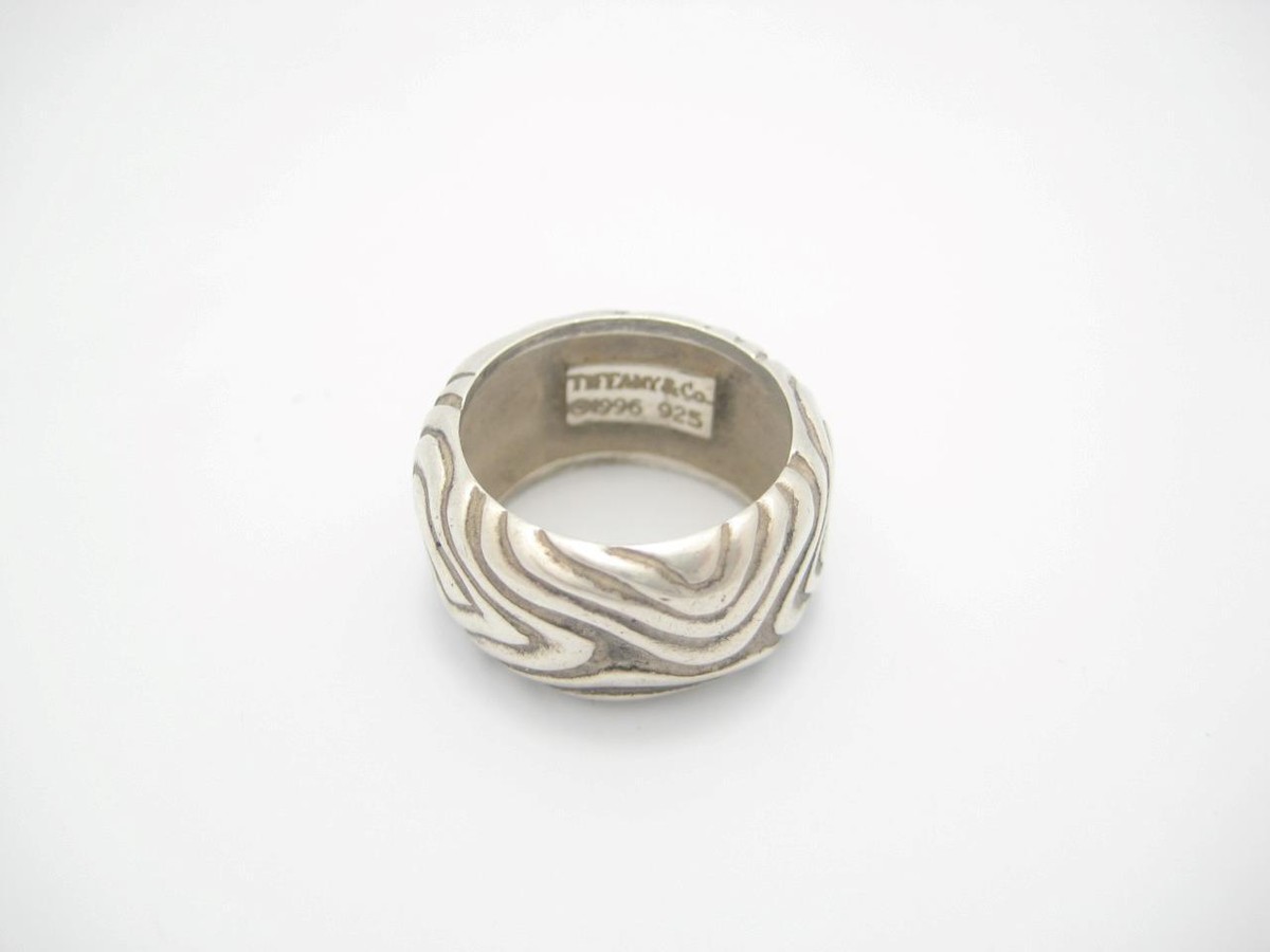 Vintage Tiffany & Co. Sterling Nature Wood Groove Wide Band Vintage Tiffany & Co. Sterling Nature Wood Groove Wide Band