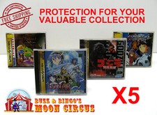 5x SEGA SATURN JAPAN STANDARD CD GAME CASE -CLEAR PLASTIC PROTECTIVE BOX/SLEEVE