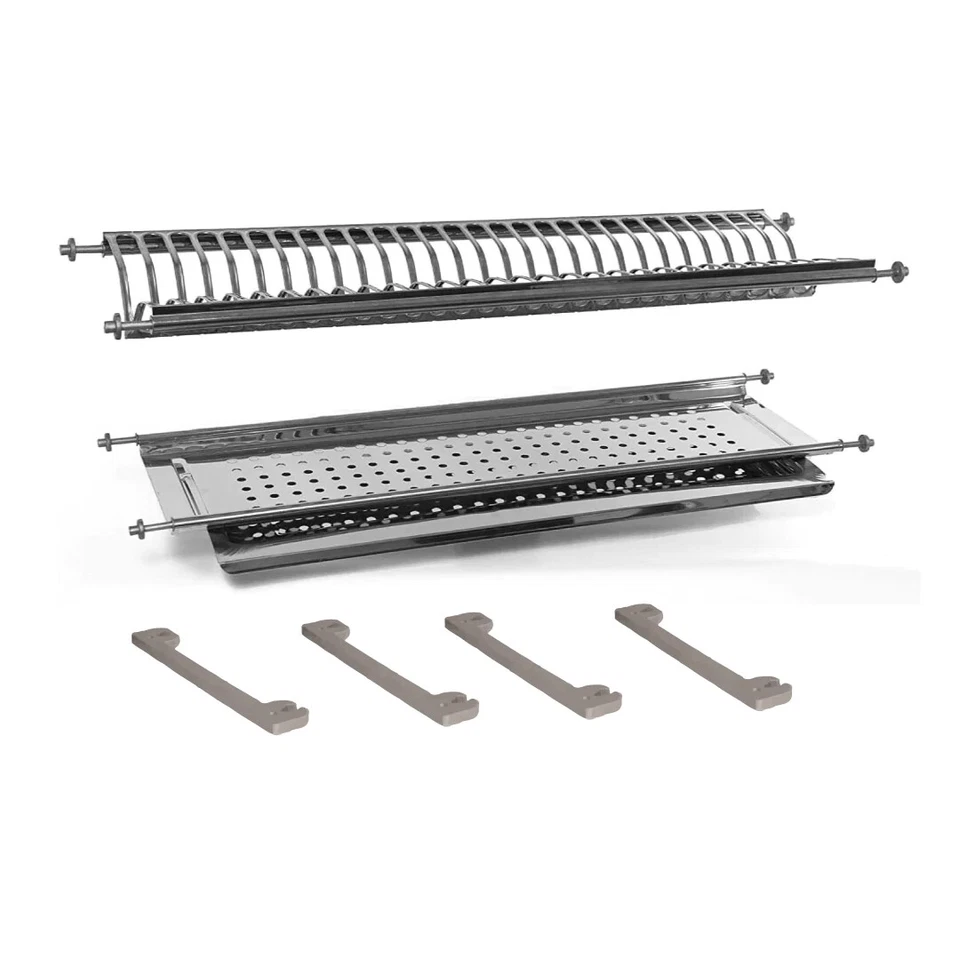 Scolapiatti in Acciaio Inox lunghezza variabile con supporti laterali x pensili - Immagine 2 di 2