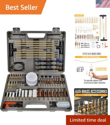Premium Handgun and Shotgun Cleaning Kit with Reinforced Rods & Brass Brushes
