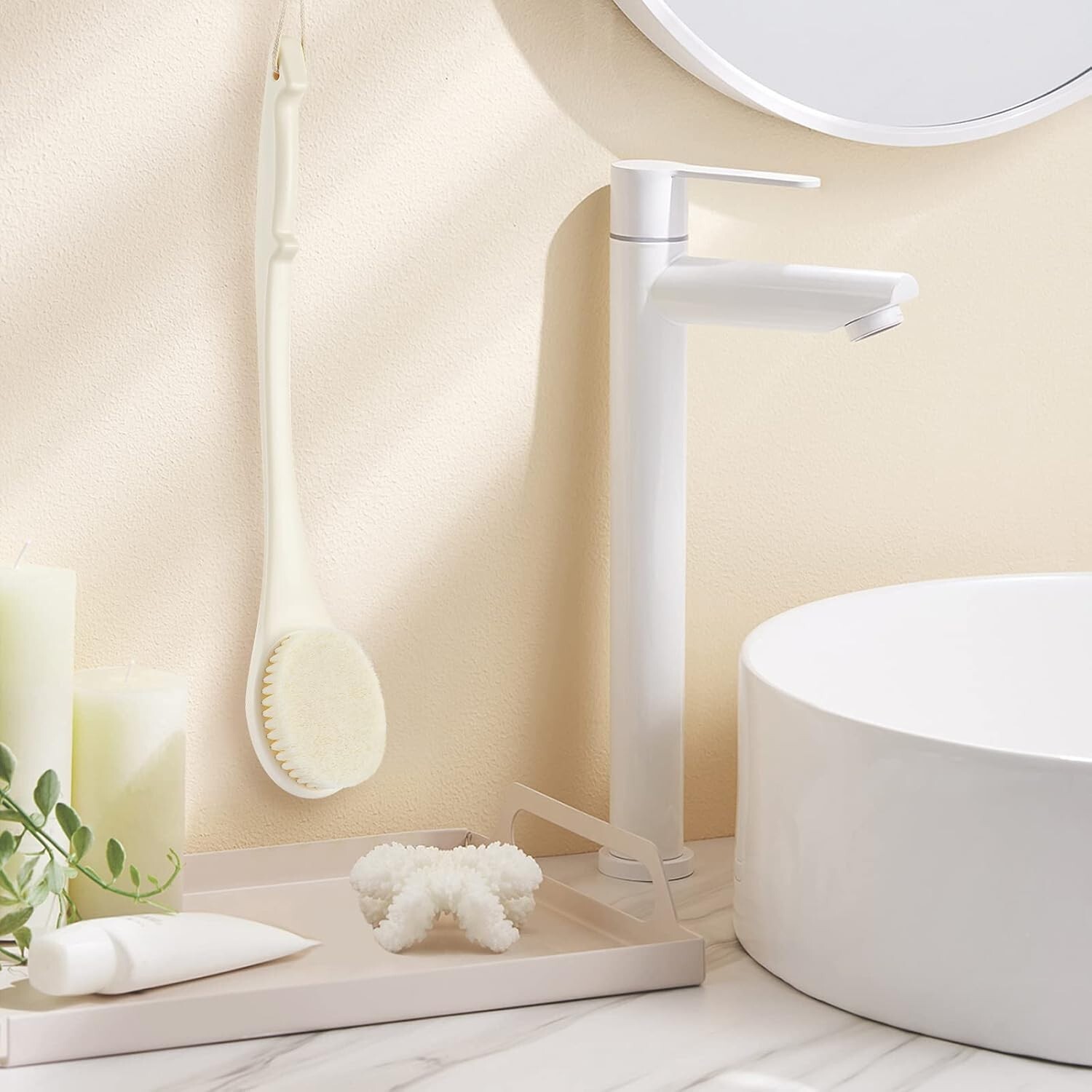 Body Brush Back Scrubber, 17 in Never Mold Back Brush Long Handle For Shower