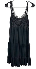 Guess Marciano Black Crochet Detail Sleeveless Whimsigoth Fairy Dress Sz Medium
