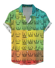 Mens Button Down Shirts Funny Boobs Printed Hawaiian Tops Novelty Ugly Gag Gifts