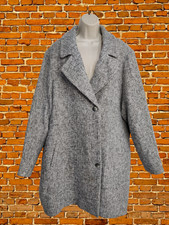 Womens Ulla Popken Size D/eu 54/56 Grey Wool Mix Coat Jacket Overcoat Winter