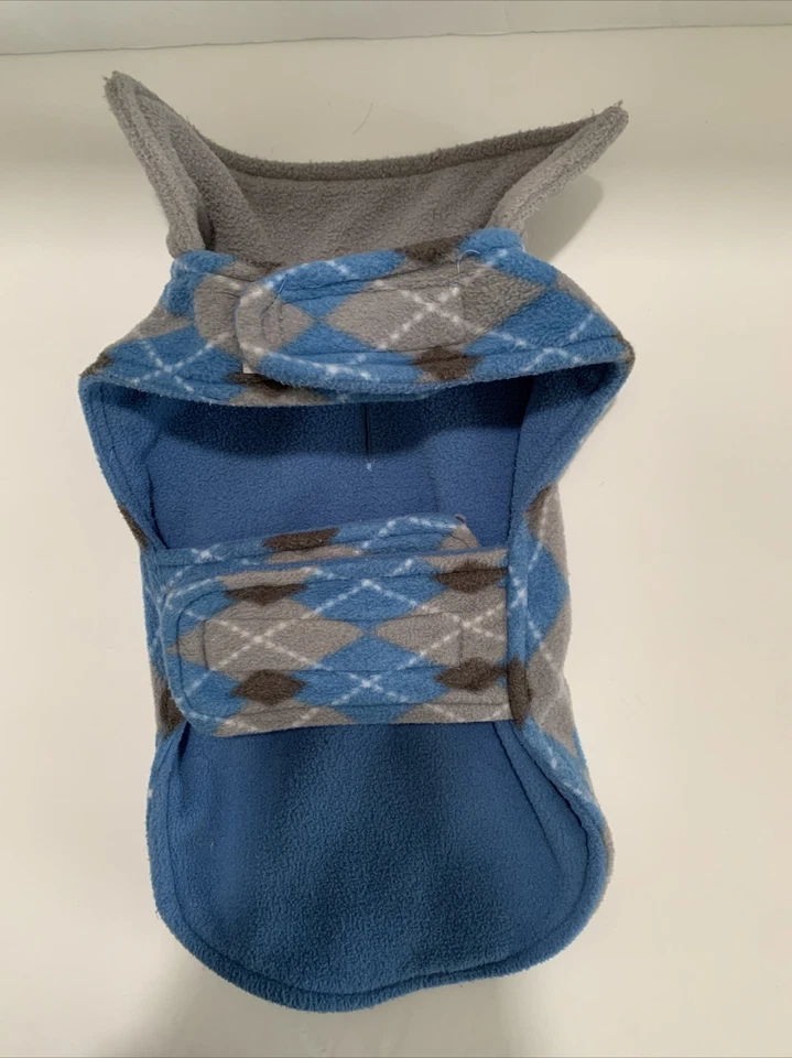 Chaleco Petco Perro Azul Gris Argyle Suave Cálido Mediano M Foto 2 de 3