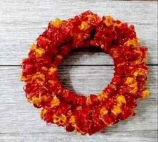 crochet handmade hair scrunchie ribbon pony tail holder fall orange